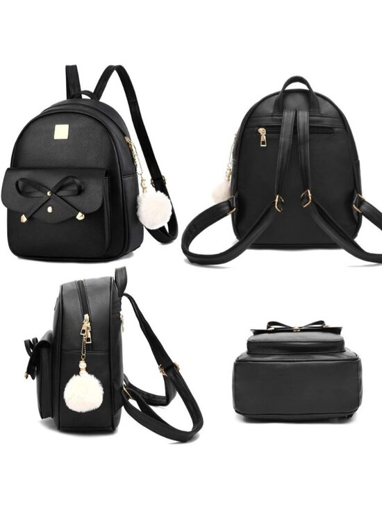 Women\'s Pink PU Leather lightweight Fahsion 3-Pieces Backpack Shoulder Bag main image 6
